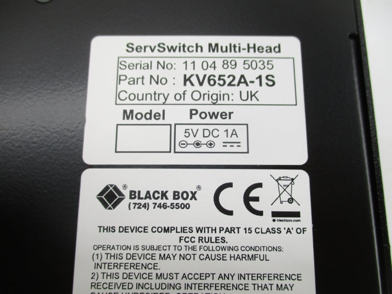 BLACK BOX KV652A-1S 5VDC 1A NSMP
