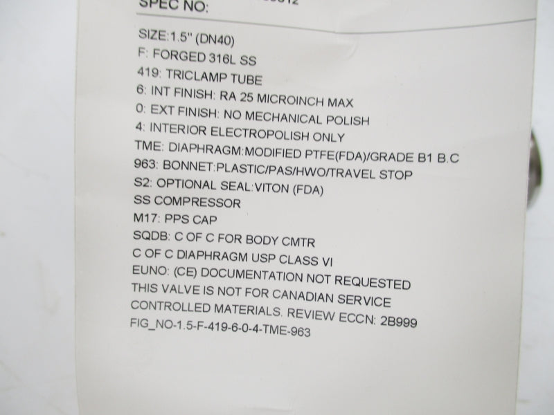 ITT 1.5-F-419-6-0-4-TME-963 1.5" NSMP