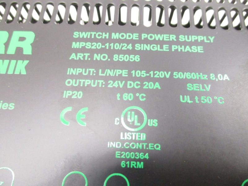 MURR ELEKTRONIK MPS20-110/24 85056 105-120V 20A NSMP