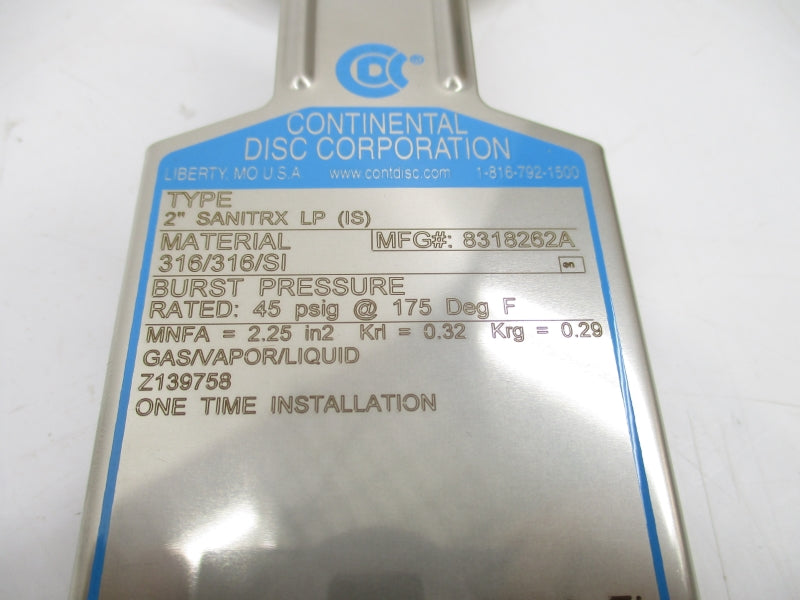 CONTINENTAL DISC CORPORATION 8318262A 45PSI NSMP