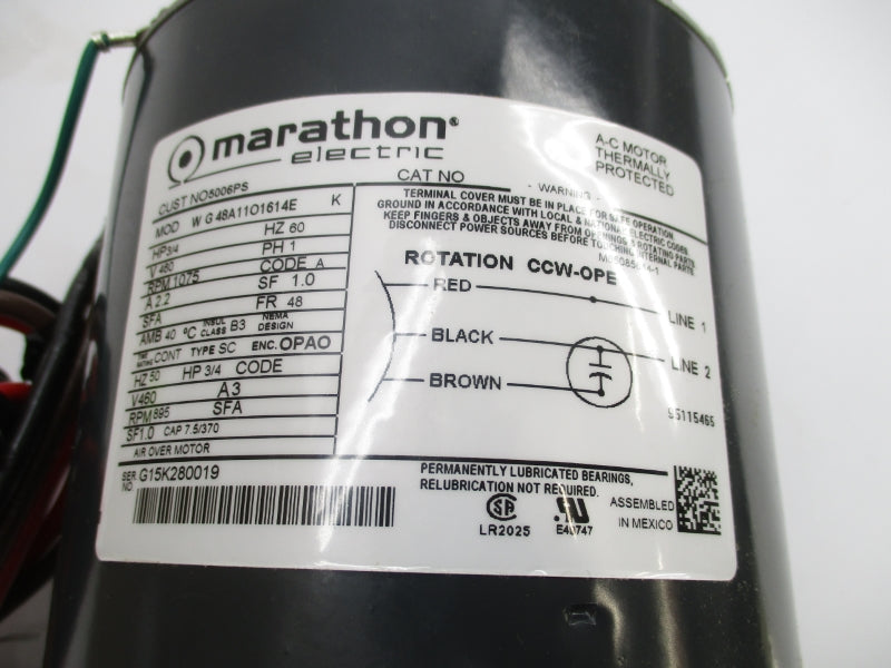 MARATHON ELECTRIC WG48A11O1614E 5006PS 460V 2.2A NSMP