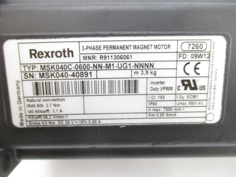 REXROTH MSK040C-0600-NN-M1-UG1-NNNN R911306061 600VAC NSMP