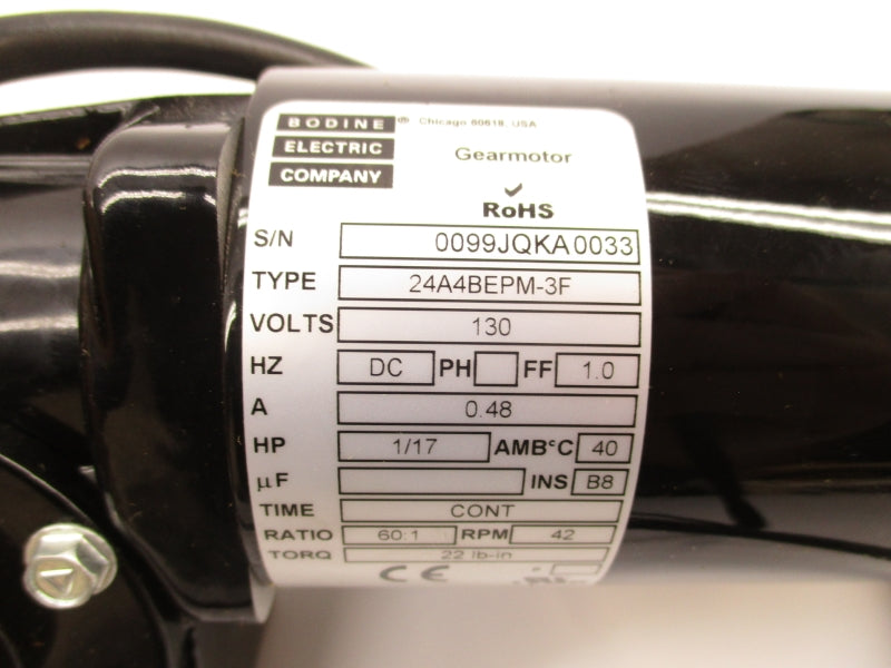 BODINE ELECTRIC 24A4BEPM-3F 0099JQ 130V 0.48A 60:1 NSMP