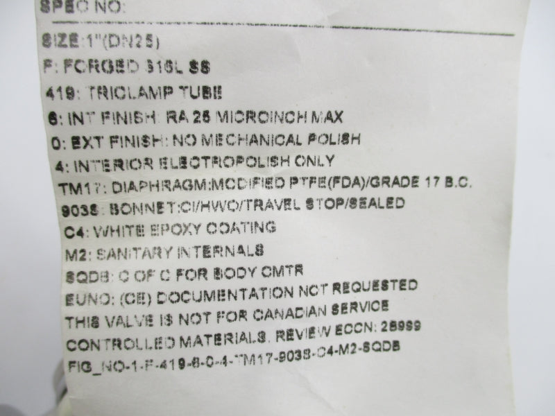 ITT 1-F-419-6-0-4-TM17-9038-04-M2-SQDB  1" NSMP