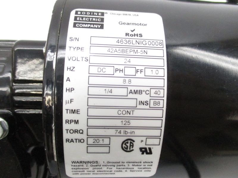 BODINE ELECTRIC COMPANY 42A5BEPM-5N 24V 8.8A NSMP