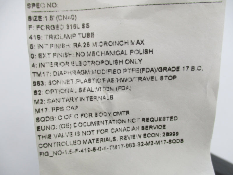 ITT 1.5-F-419-6-0-4-TM17-963-S2-M2-M17-SQDB 1.5" NSMP