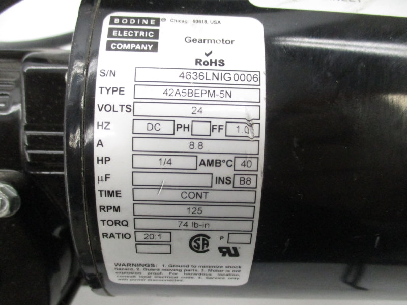 BODINE ELECTRIC COMPANY 42A5BEPM-5N 24V 8.8A NSNP