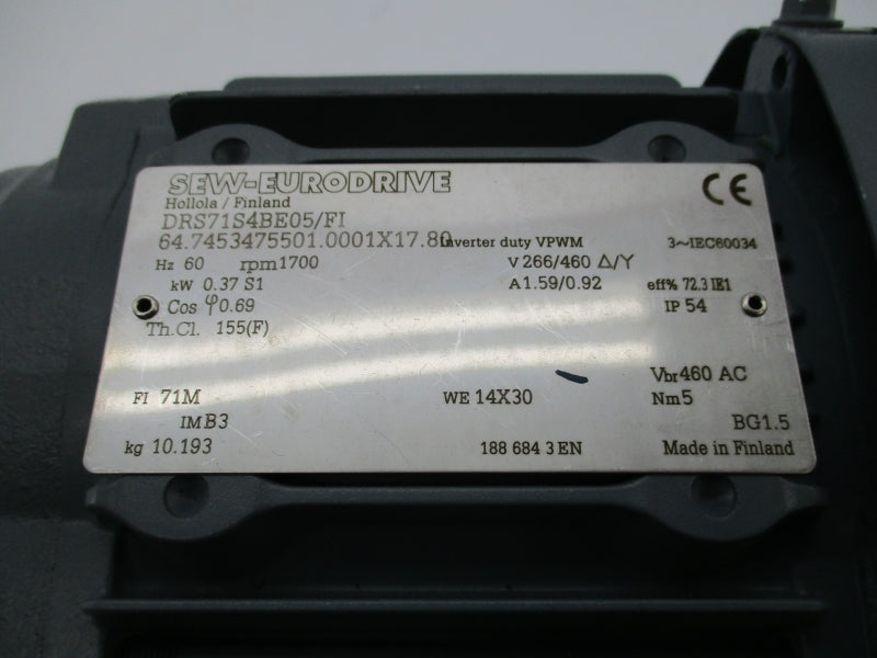 SEW-EURODRIVE DRS71S4BE05/FI 266/460V 1.59/0.92A NSNP