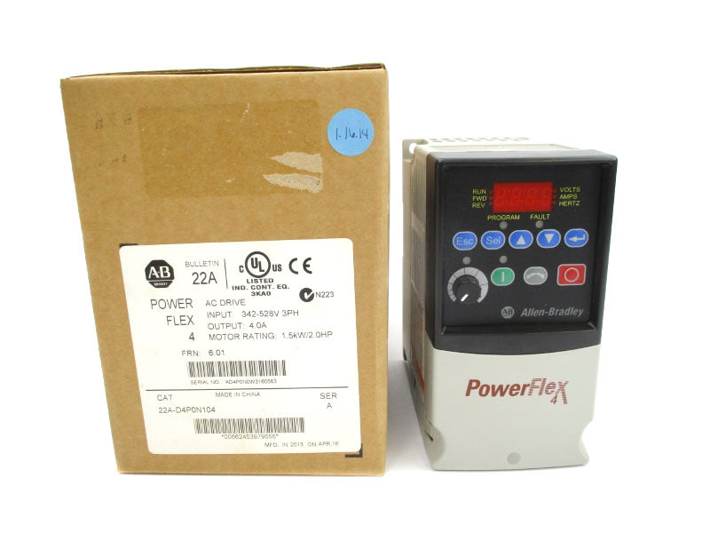 ALLEN BRADLEY 22A-D4P0N104 SER. A F/W 6.01 342-528V 4.0A NSMP