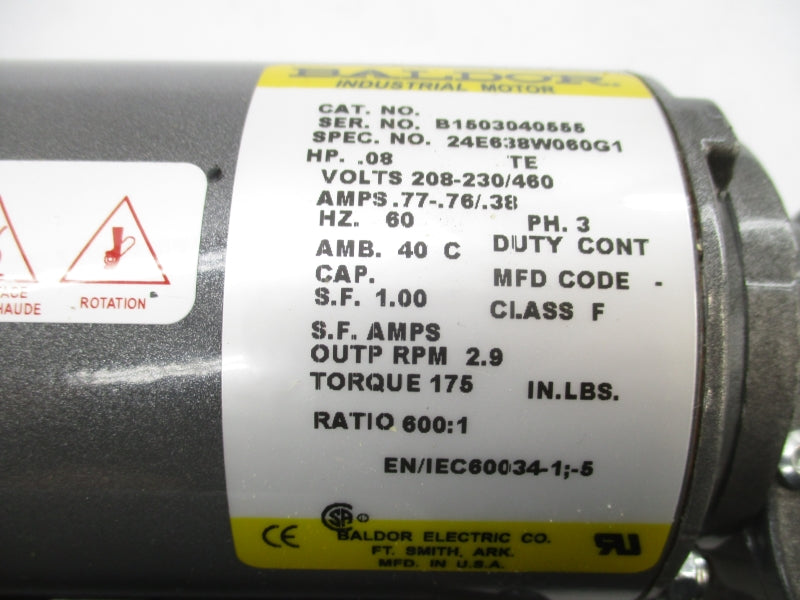 BALDOR 24E638W060G1 208-230/460V .77-.76/.38A NSMP