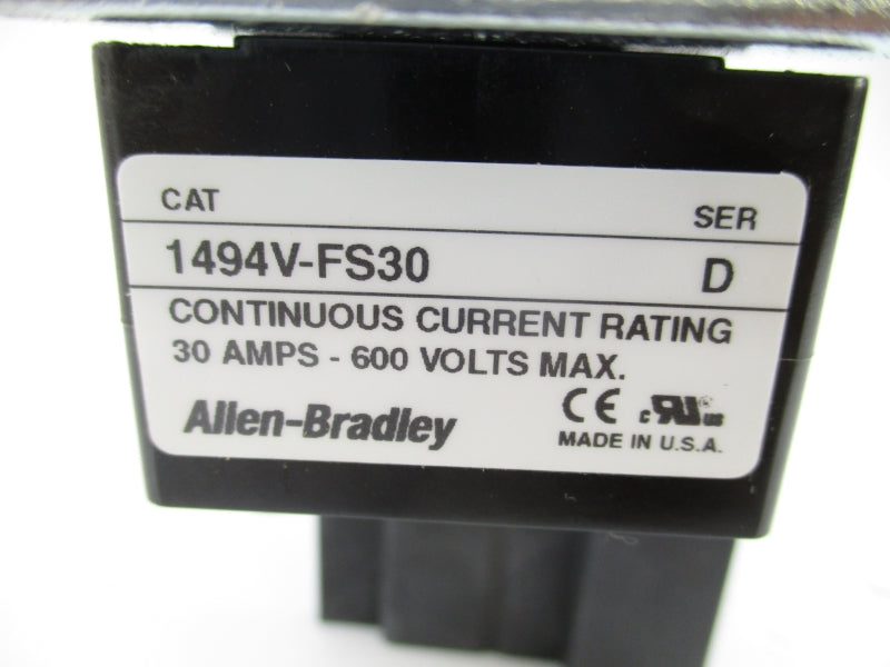 ALLEN BRADLEY 1494V-FS30 SER. D 600V 30A (BR/WH) NSMP