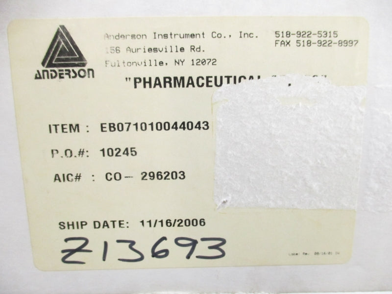 ANDERSON INSTRUMENT EB071010044043 0-100 PSI NSMP