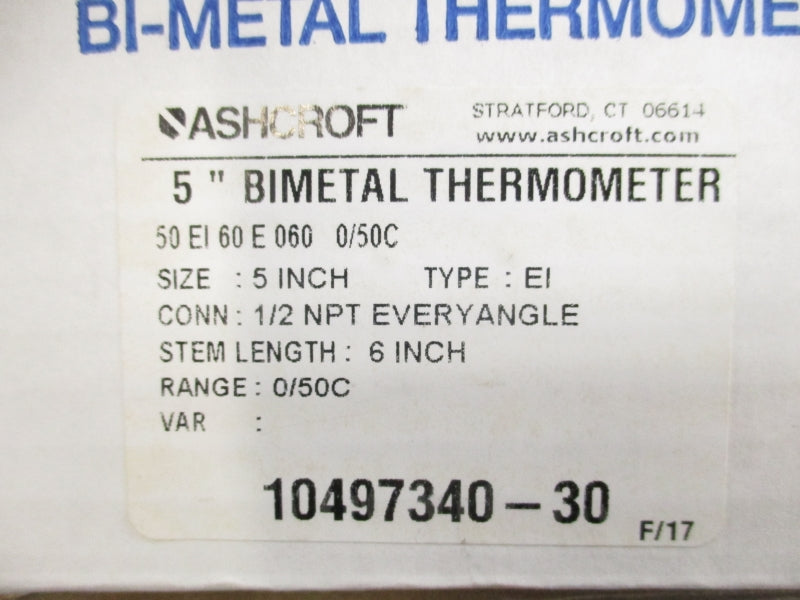 ASHCROFT 50EI60E060 0/50'C 5" NSMP