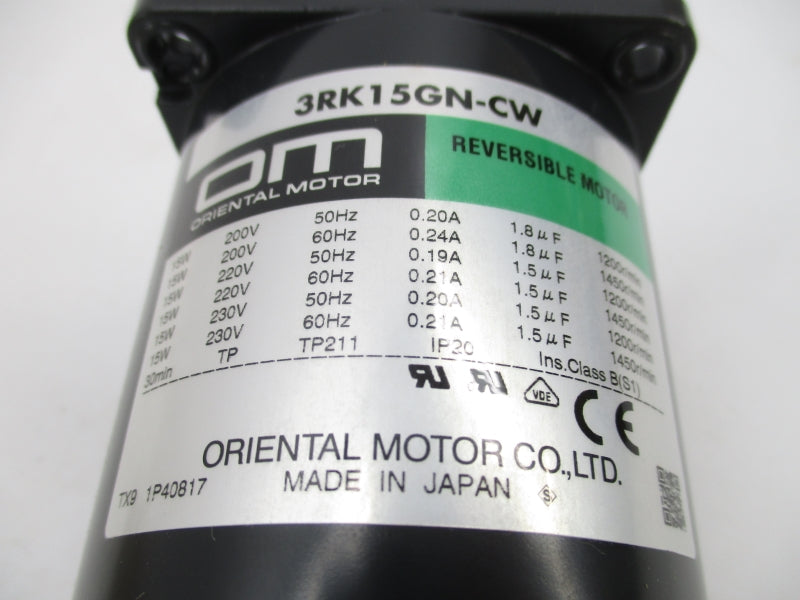 ORIENTAL MOTOR 3RK15GN-CW 230V .24A NSNP
