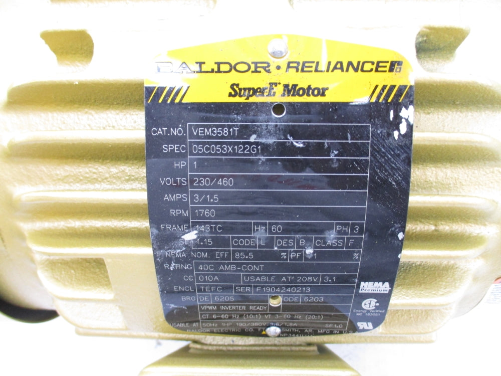 BALDOR VEM3581T 208-230/460V 3.3-3/1.5A NSNP