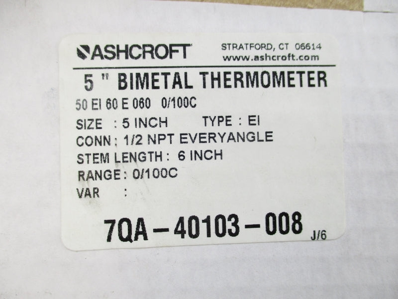 ASHCROFT 50EI60E060 0/100C 6" NSMP