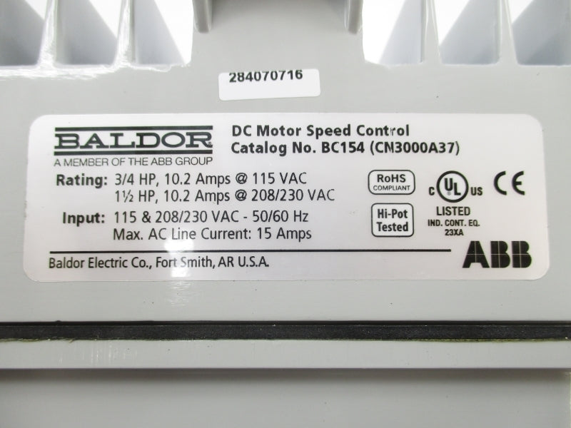 BALDOR CN3000A37 BC154 208/230VAC 15A NSMP