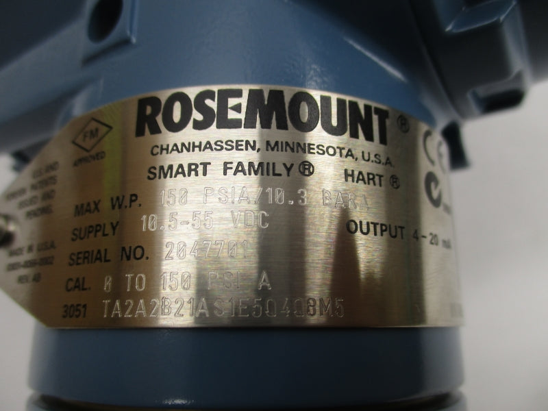 ROSEMOUNT 3051TA2A2B21AS1E5Q4Q8M5 10.5-55VDC 4-20MA 150PSI NSMP