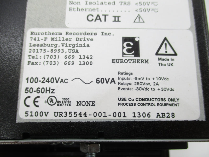 EUROTHERM RECORDERS 5100VUR35544-001-0011306AB28 250VAC 2A NSNP