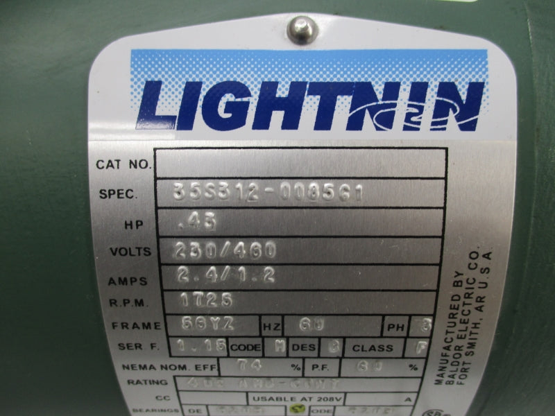 LIGHTNIN 35S312-0085G1 230/460V 2.4/1.2A NSNP