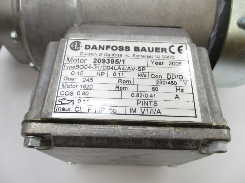 DANFOSS BAUER BG04-31/D04LA4/AV-SP 209395/1 230/460V 0.82/0.41A NSMP