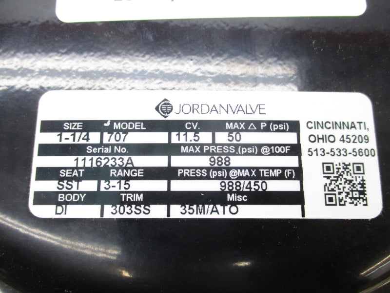 JORDAN VALVE 707 50PSI 1-1/4" NSNP