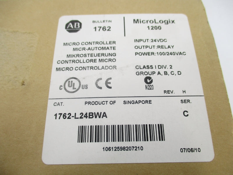 ALLEN BRADLEY 1762-L24BWA SER. C 100/240VAC DATE: 2010 NSFS