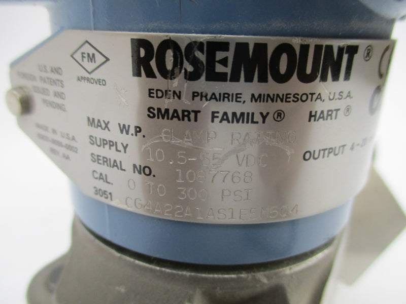 ROSEMOUNT 3051CG4A22A1AS1E5M5Q4 10.5-55VDC 4-20MA 300PSI NSNP