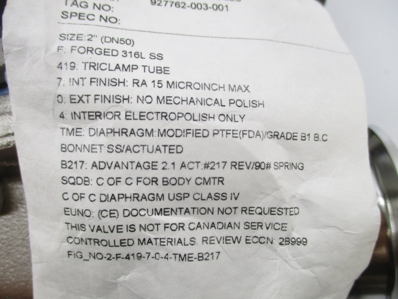 ITT 2-F-419-7-0-4-TME-B217 90PSI 2" NSMP