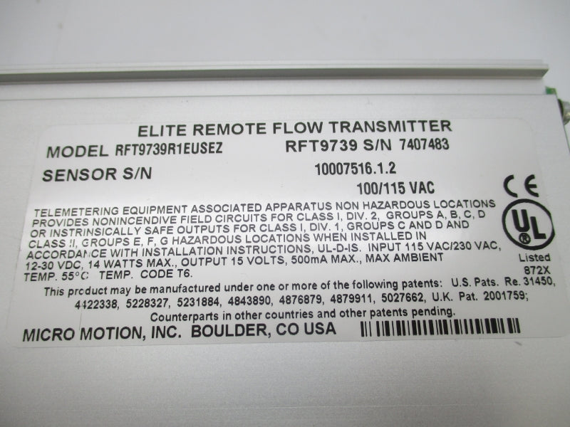 MICRO MOTION RFT9739R1EUSEZ 100/115VAC NSMP