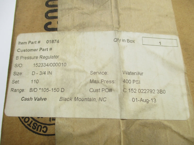 CASH VALVE 01874 400PSI 3/4" NSFS
