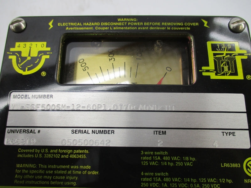 UNIVERSAL FLOW MONITOR MN-ESF500SM-12-60P1.0T70-A0WD-HT 480VAC 15A NSMP