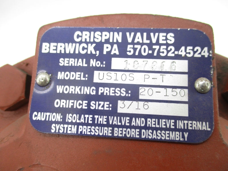 CRISPIN VALVES US10SP-T 20-150PSI 3/16" NSNP