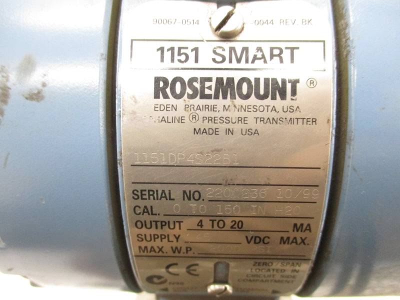 ROSEMOUNT 1151DP4S22B1 45VDC 4-20MA 2000PSI UNMP