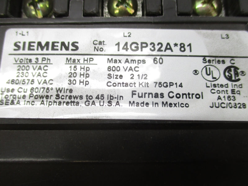 SIEMENS 14GP32AA81 SER. C 110-120/220-240VAC NSMP