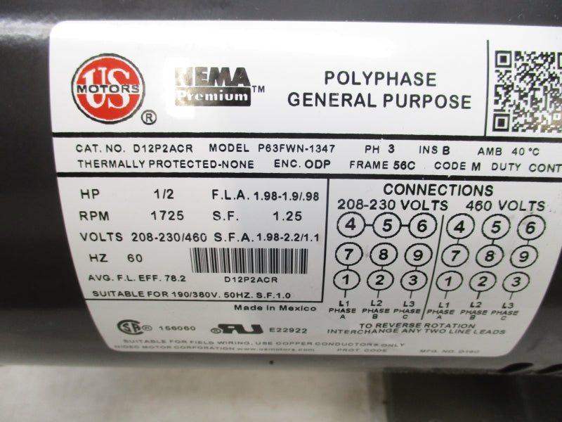 FLOWSERVE 1GAFP0D0 208-230/460V 1.98-2.2/1.1A NSMP