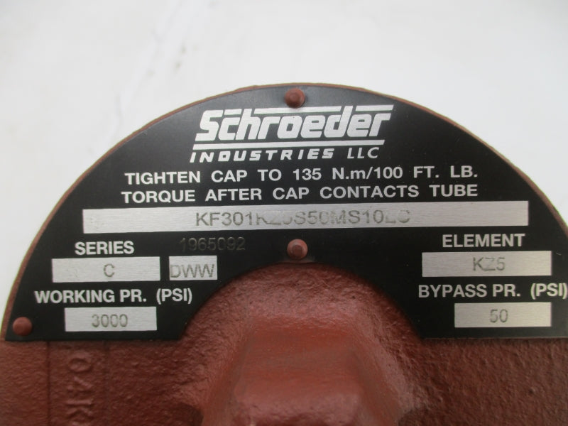 SCHROEDER INDUSTRIES KF301KZ5S50MS10LC SER. C 3000PSI NSNP