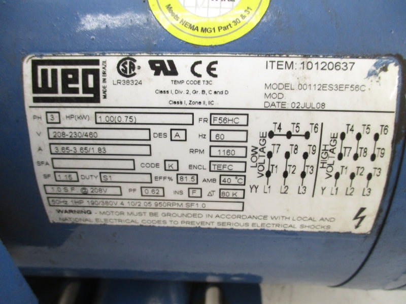 GORMAN RUPP GMC1DE3-B 208-230/460V 3.65-3.65/1.83A UNMP