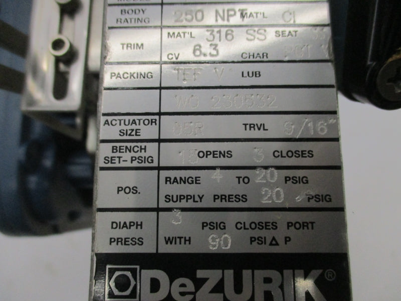 DEZURIK 851402-1DA0-1E619-PHE1-AAA-0PTS 90PSI 3/4" NSNP