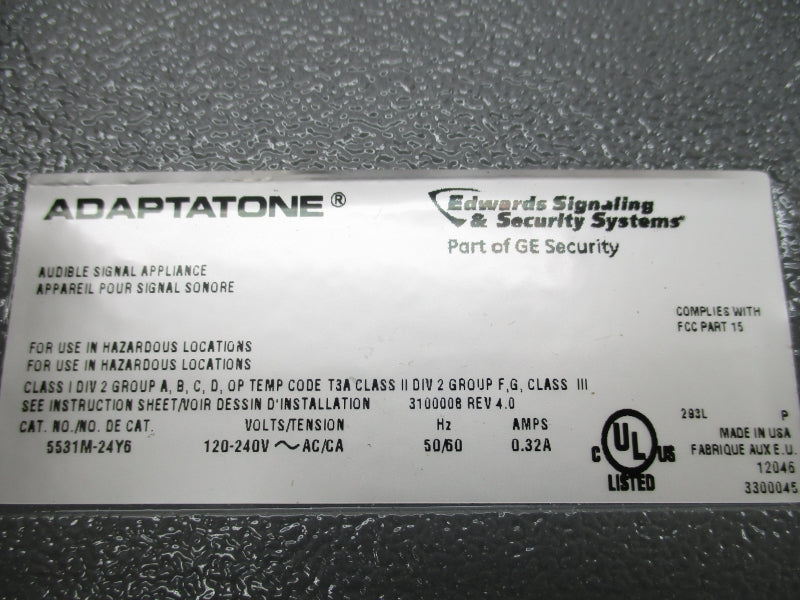 EDWARDS SIGNALING 5531M-24Y6 120-240VAC 0.32A NSMP