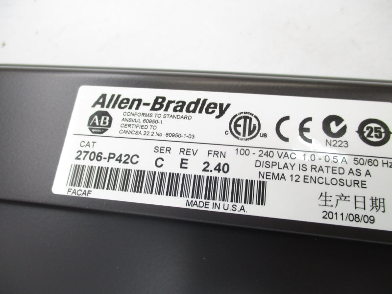 ALLEN BRADLEY 2706-P42C SER. C F/W 2.40 100-240VAC 1.05-0.5A NSMP