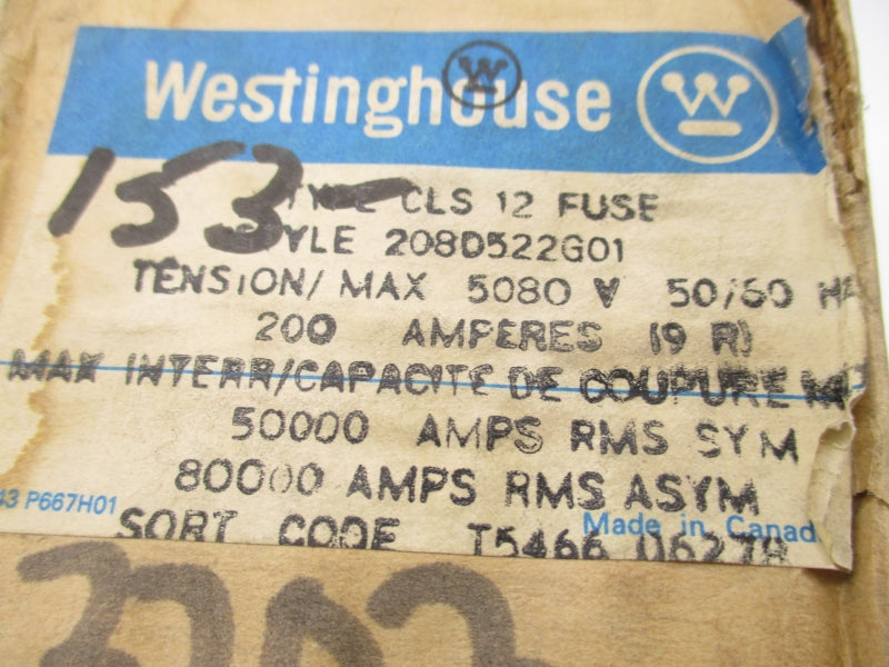 WESTINGHOUSE 208D522G01 5080V 200A NSFS