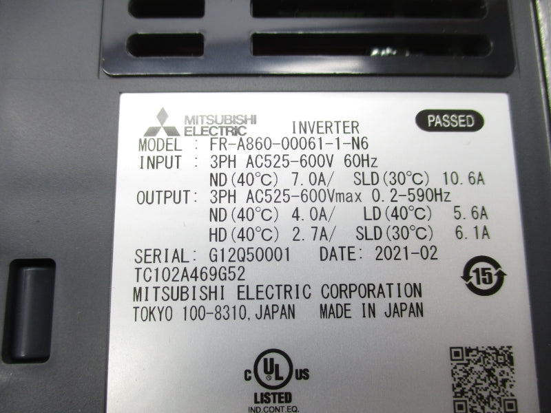 MITSUBISHI FR-A860-00061-1-N6 525-600VAC 10.6A NSMP
