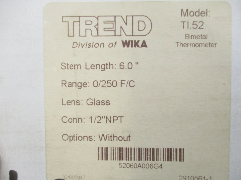 TREND TI.52 0-250F 6.0" NSMP