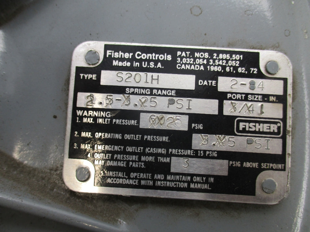 FISHER CONTROLS S201H 2.5-3.25PSI 1" NSNP