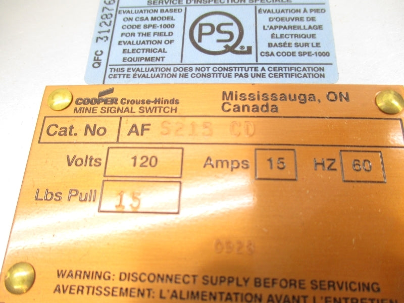 CROUSE-HINDS AFS215CD 120V 15A NSMP