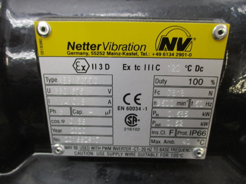 NETTER VIBRATION NEG50770 330/575V 1.4/0.8A NSNP