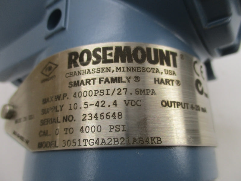 ROSEMOUNT 3051TG4A2B21AB4KB 10.5-42.4VDC 4000PSI NSMP