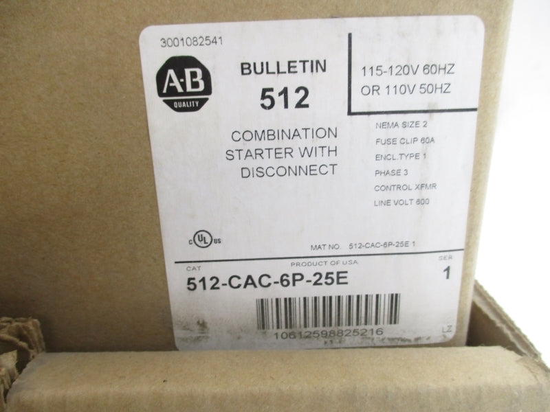 ALLEN BRADLEY 512-CAC-6P-25E SER. 1 110V/115-120V NSFS