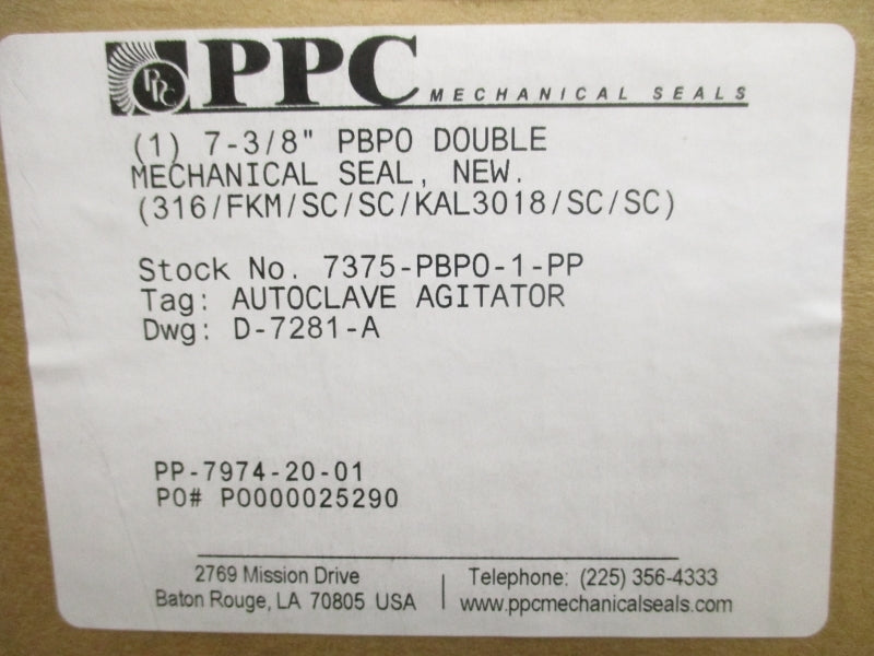PPC MECHANICAL SEAL 7375-PBP0-1-PP NSMP